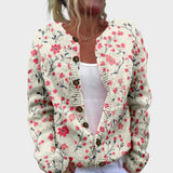 Ilaria – Herbstliche Strickjacke mit Blumenmuster