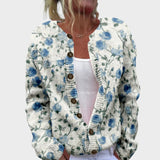 Anna – Herbstliche Strickjacke mit Blumenmuster