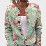 Valentina – Herbstliche Strickjacke mit Blumenmuster