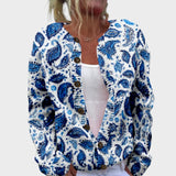 Michela – Herbstliche Paisley-Strickjacke in Blau