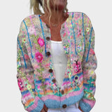 Giorgia – Herbstliche Strickjacke mit bunten Blumen