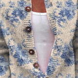 Strickjacke mit floralem Kunstdruck und Knöpfen