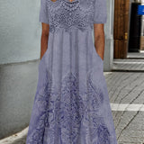INDIGO | ELEGANTES MIDI-KLEID MIT BLUMENMUSTER