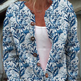 Strickjacke mit Blumenprint und Knöpfen
