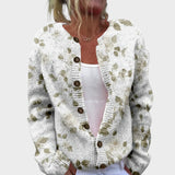 Sara – Herbstliche Strickjacke mit Blumenmuster