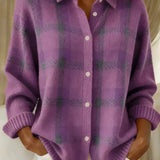 Rebecca | Locker geschnittene karierte Strickjacke