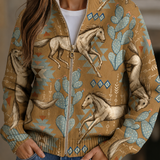 Beate™ | Cardigan mit Pferden & Kakteen