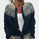 Ludovica – Herbstliche Jacquard-Strickjacke in Blau