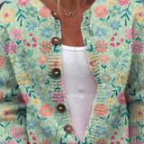 Strickjacke mit Blumenprint und Knöpfen