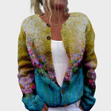 Elisa – Herbstliche Strickjacke mit Blumenverlauf