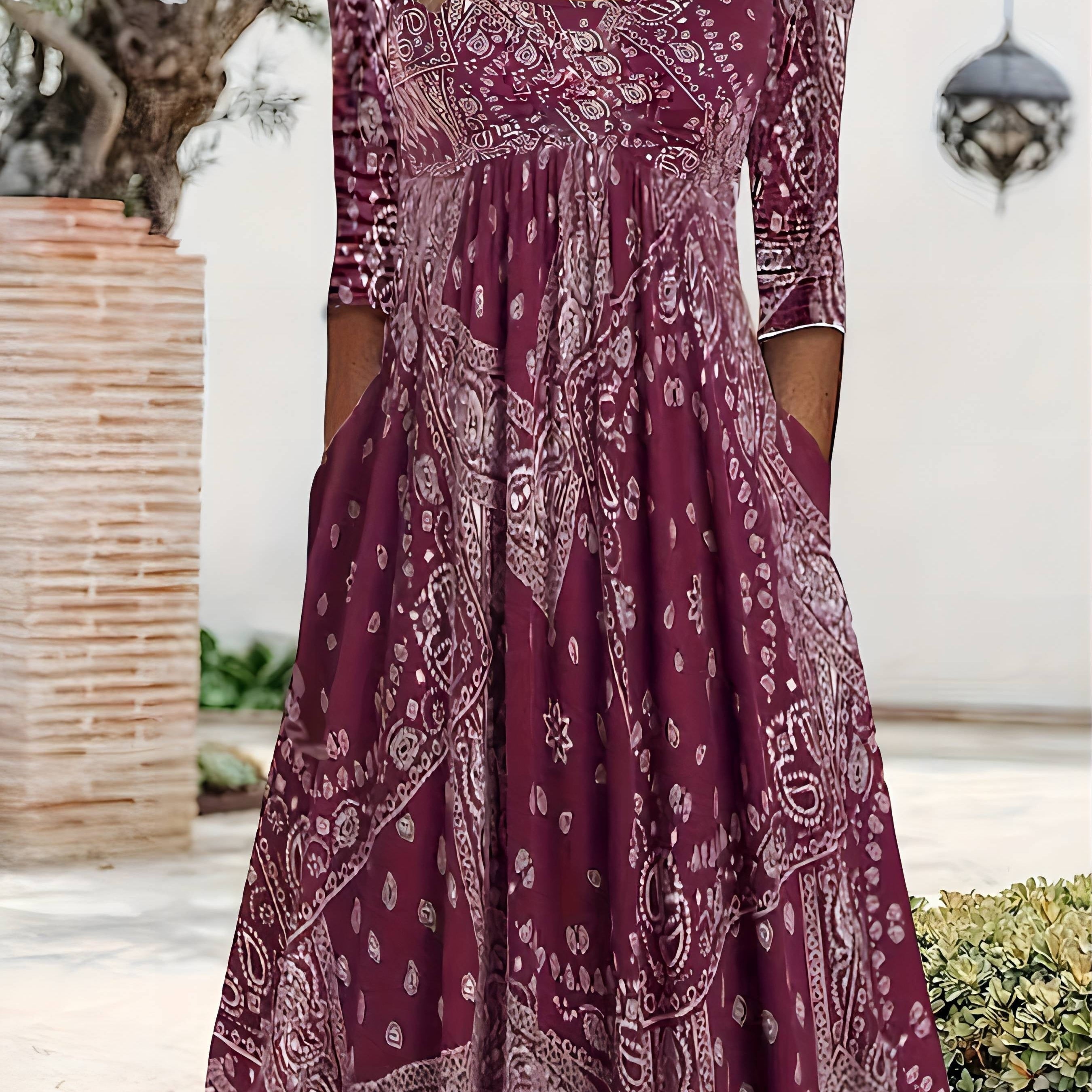 ELOWEN | MIDI-KLEID MIT LANGEN ÄRMELN CASUAL