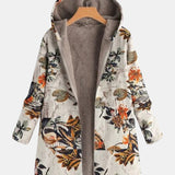 Elena – Boho-Sherpa-Kapuzenmantel mit Blumenmuster