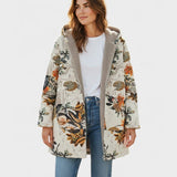 Elena – Boho-Sherpa-Kapuzenmantel mit Blumenmuster