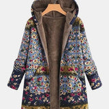 Elena – Boho-Sherpa-Kapuzenpullover mit Blumenmuster