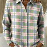 Margot | Pastellkarierte Strickjacke mit Knöpfen