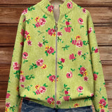 Dagmar™ | Cardigan mit Blüten auf Limette