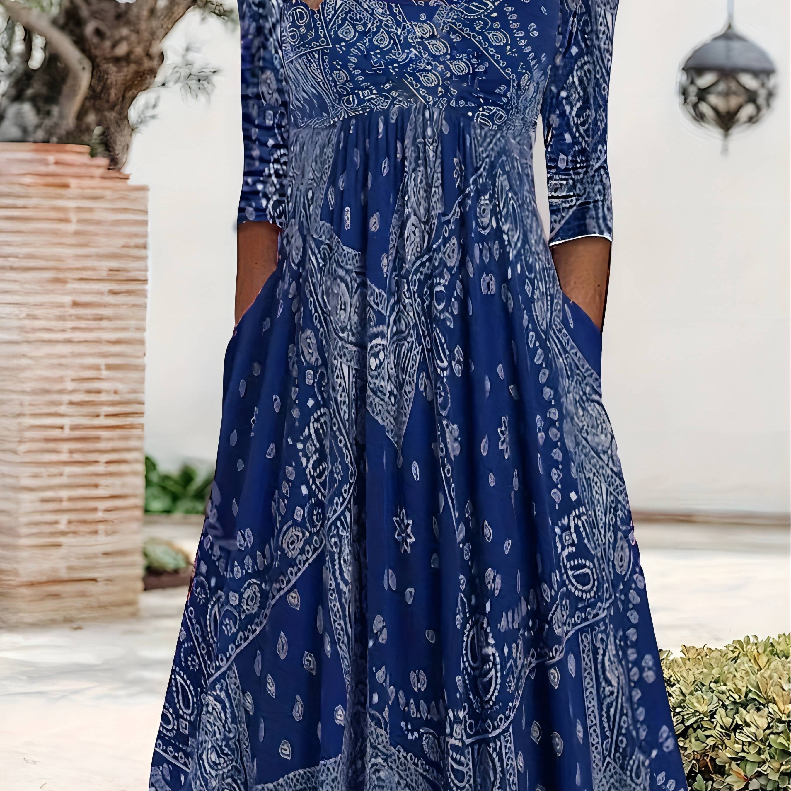ELOWEN | MIDI-KLEID MIT LANGEN ÄRMELN CASUAL